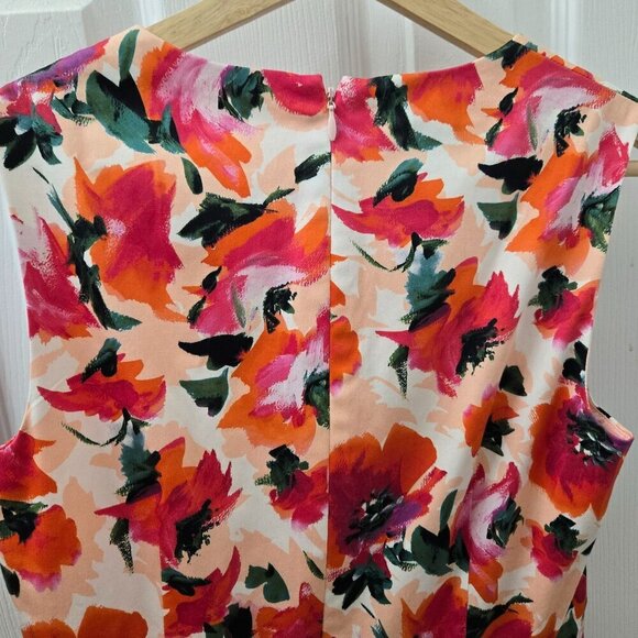 Talbots Midi Dress Womens 2P Petites Pink Black Floral Pleated A-line Tradwife - Picture 12 of 13